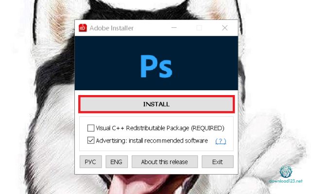 Chọn Install Adobe Phoshop 2023